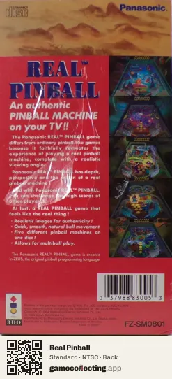 Real Pinball 3DO Interactive Multiplayer, NTSC box back