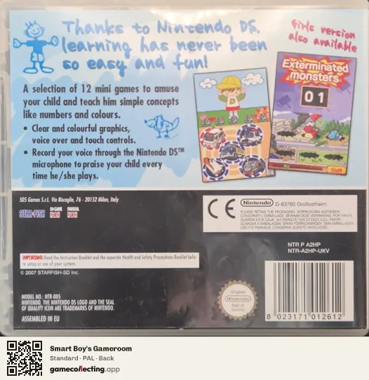 Smart Boy's Gameroom Nintendo DS, PAL box back