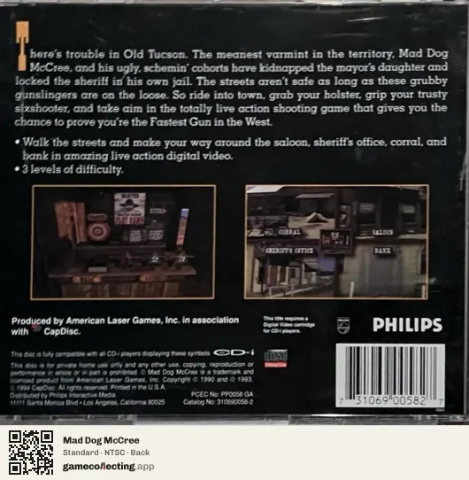 Mad Dog McCree Philips CD-i, NTSC box back
