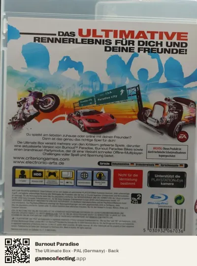 Burnout Paradise PlayStation 3, Germany box back
