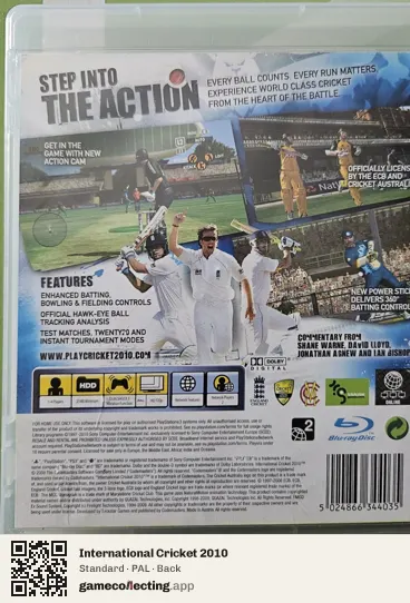 International Cricket 2010 PlayStation 3, PAL box back