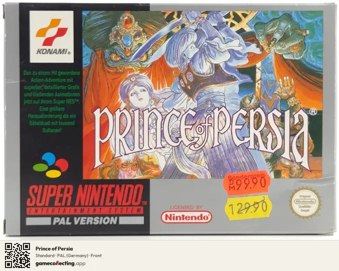 Prince of Persia Super Nintendo Entertainment System, Germany box front