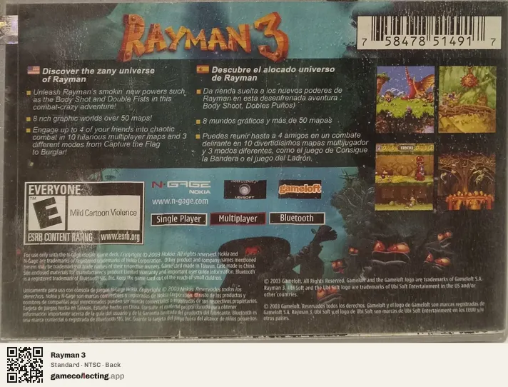 Rayman 3 Nokia N-Gage, NTSC box back