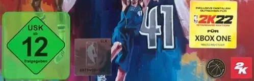 NBA 2K22, the USK square on its front