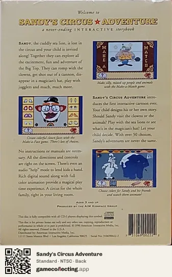 Sandy's Circus Adventure Philips CD-i, NTSC box back