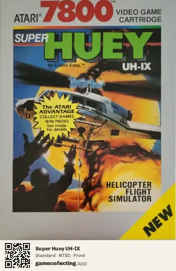 Super Huey UH-IX Atari 7800, NTSC box front