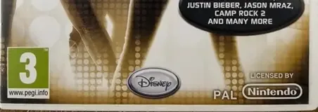 Disney Sing It: Party Hits, the PEGI square on its front