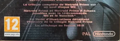 Metroid Prime Trilogy, the PEGI square on its front