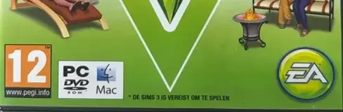 The Sims 3: Outdoor Living Stuff, the PEGI square on its front