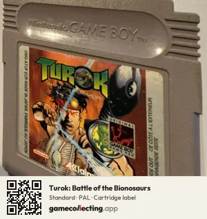 Turok: Battle of the Bionosaurs Game Boy, PAL cartridge label