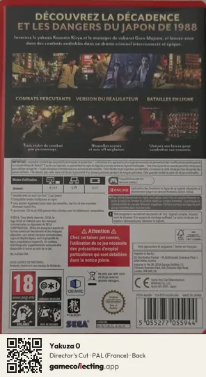 Yakuza 0 Nintendo Switch 2, France box back
