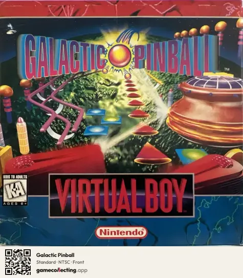 Galactic Pinball Virtual Boy, NTSC box front