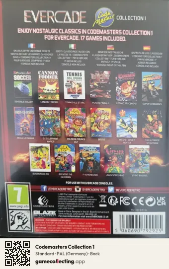 Codemasters Collection 1 Evercade, Germany box back