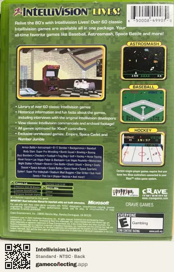 Intellivision Lives! Xbox, NTSC box back