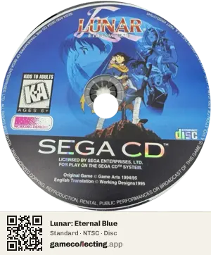 Lunar: Eternal Blue Sega Mega-CD / Sega CD, NTSC disc