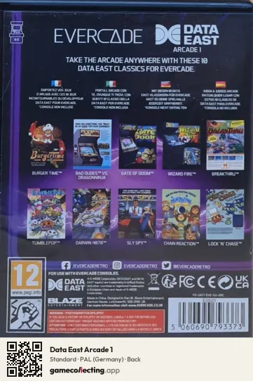 Data East Arcade 1 Evercade, Germany box back