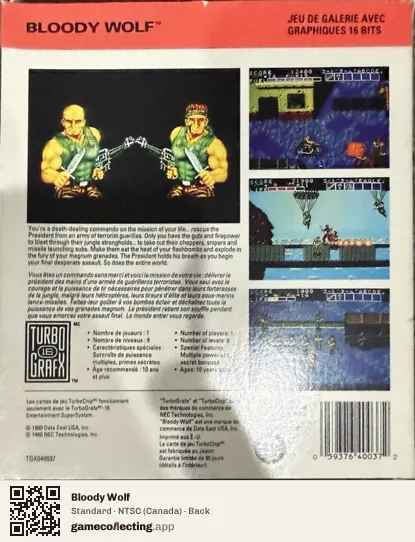 Bloody Wolf TurboGrafx-16, Canada box back