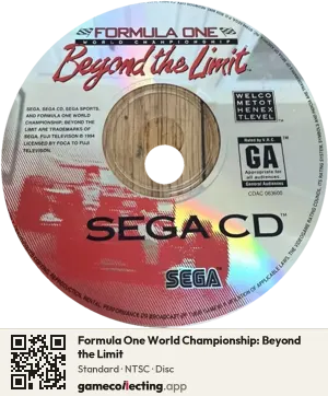 Formula One World Championship: Beyond the Limit Sega Mega-CD / Sega CD, NTSC disc