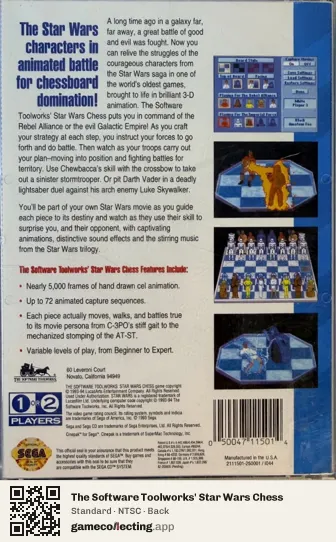 The Software Toolworks' Star Wars Chess Sega Mega-CD / Sega CD, NTSC box back