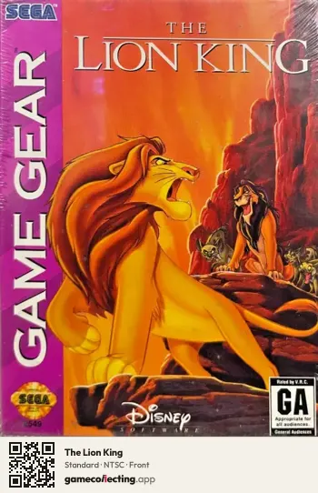 The Lion King Sega Game Gear, NTSC box front