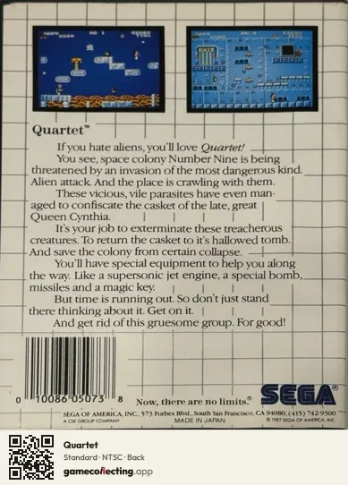 Quartet Sega Master System, NTSC box back