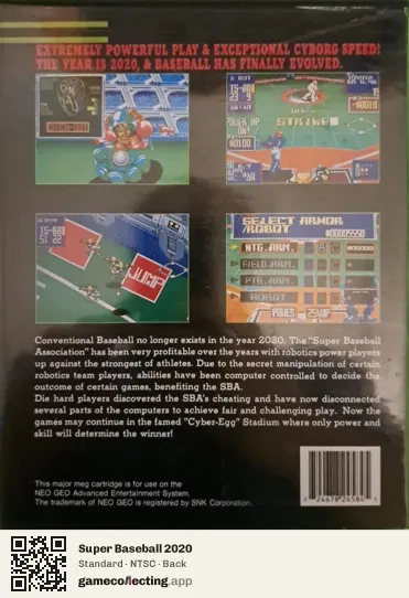Super Baseball 2020 Neo Geo AES, NTSC box back