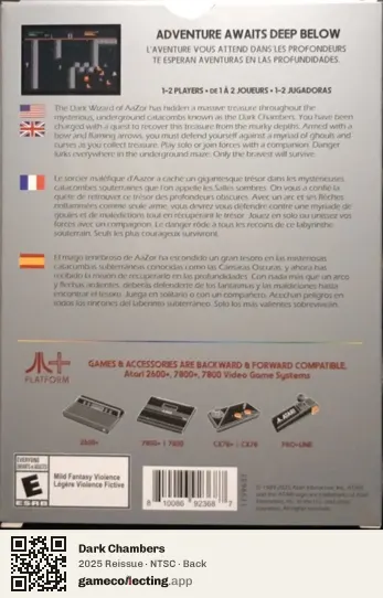 Dark Chambers Atari 7800, NTSC box back