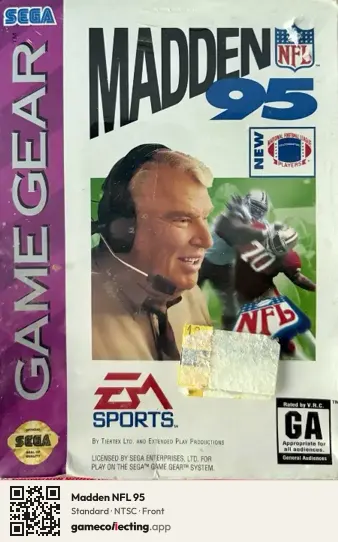 Madden NFL 95 Sega Game Gear, NTSC box front