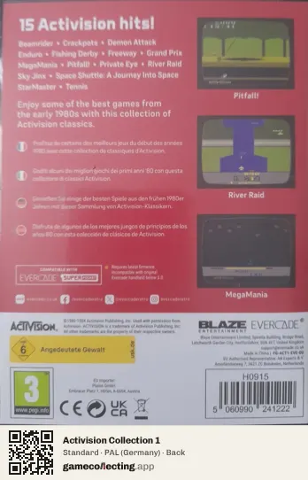 Activision Collection 1 Evercade, Germany box back