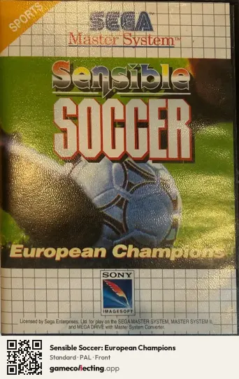 Sensible Soccer: European Champions Sega Master System, PAL box front