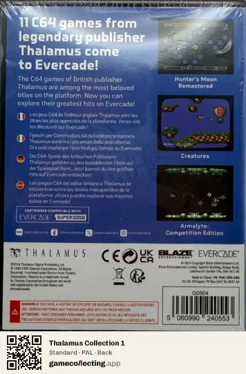 Thalamus Collection 1 Evercade, PAL box back