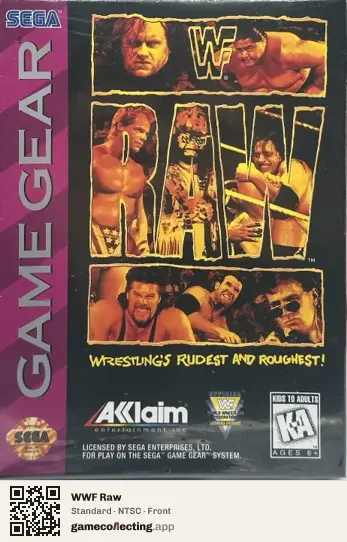 WWF Raw Sega Game Gear, NTSC box front