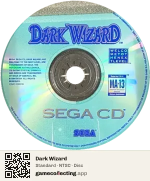 Dark Wizard Sega Mega-CD / Sega CD, NTSC disc