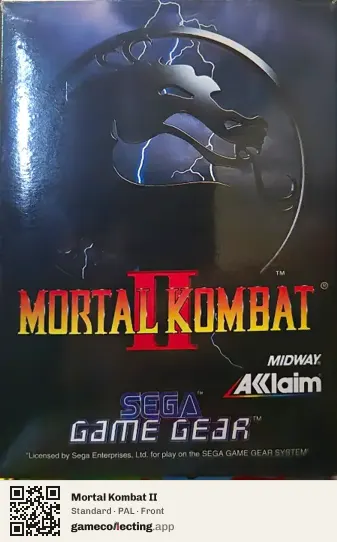 Mortal Kombat II Sega Game Gear, PAL box front