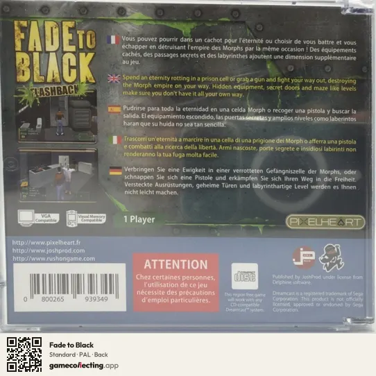 Fade to Black Sega Dreamcast, PAL box back