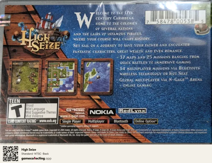 High Seize Nokia N-Gage, NTSC box back