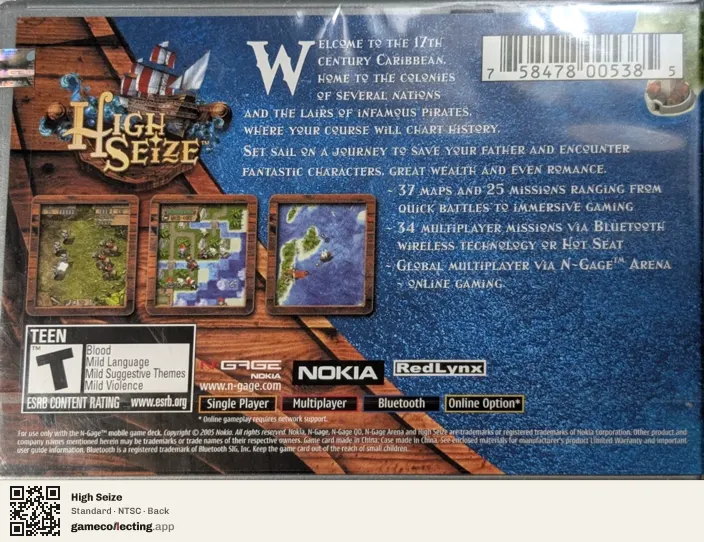 High Seize Nokia N-Gage, NTSC box back