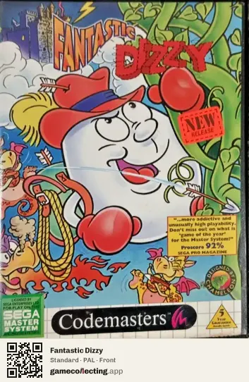 Fantastic Dizzy Sega Master System, PAL box front