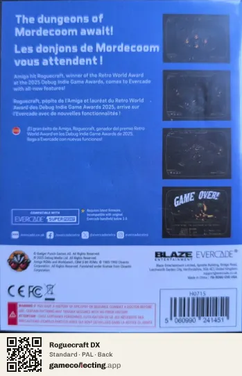 Roguecraft DX Evercade, PAL box back