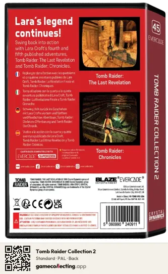 Tomb Raider Collection 2 Evercade, PAL box back