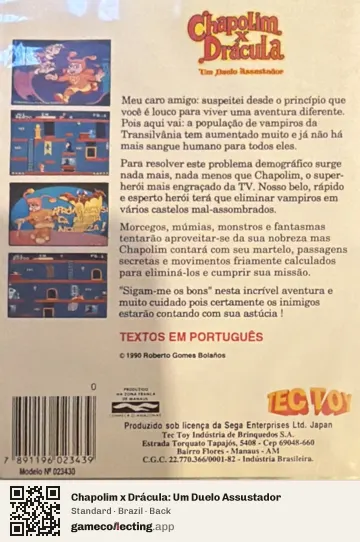 Chapolim x Drácula: Um Duelo Assustador Sega Master System, Brazil box back