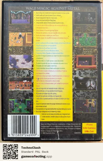 TechnoClash Sega Mega Drive / Genesis, PAL box back