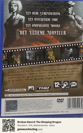 Broken Sword: The Sleeping Dragon PlayStation 2, Netherlands box back