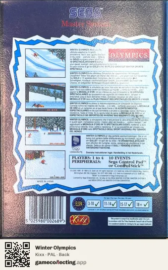 Winter Olympics Sega Master System, PAL box back