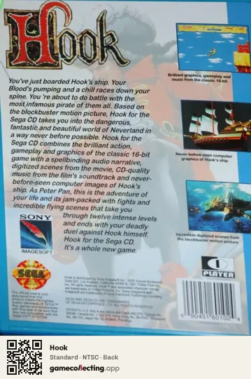 Hook Sega Mega-CD / Sega CD, NTSC box back