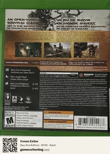 Conan Exiles Xbox One, NTSC box back