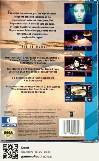 Dune Sega Mega-CD / Sega CD, NTSC box back
