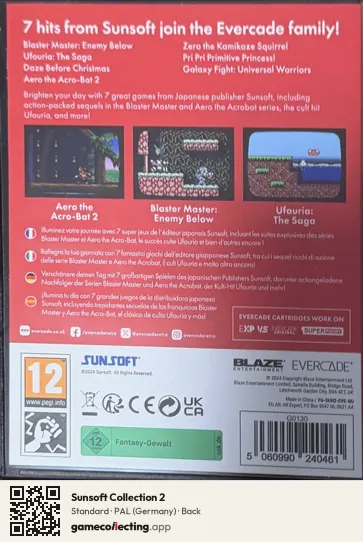 Sunsoft Collection 2 Evercade, Germany box back