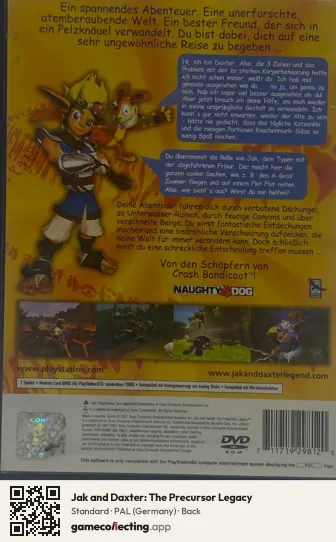 Jak and Daxter: The Precursor Legacy PlayStation 2, Germany box back