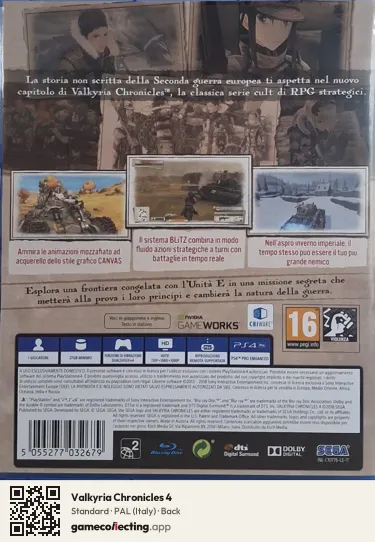 Valkyria Chronicles 4 PlayStation 4, Italy box back